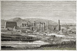 Templeruins at Karnak, Egypt – old engraving