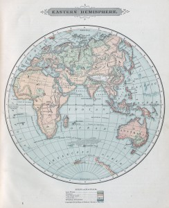 Old Map of the Eastern Hemisphere of the World