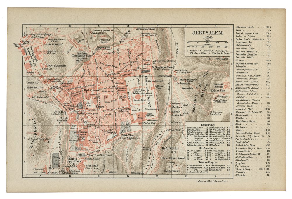 Map Of Jerusalem And Egypt. Century Map of Jerusalem