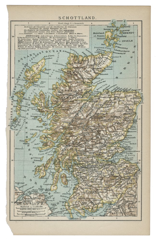 Map Of Scotland In Europe. century map of Scotland