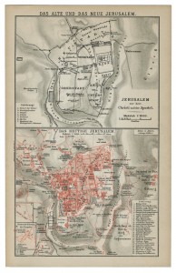 old 19th century map old and new jerusalem