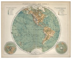 old 19th century map western hemisphere