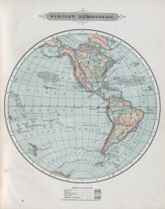 Map of the Western Hemisphere of the world
