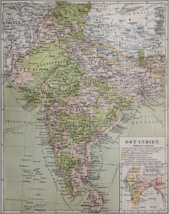 Old Map of India from the 19th Century