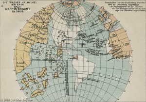 World according to a globe by Martin Behaim 1491