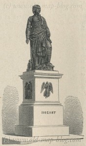 Mozart Statue - Salzburg - Austria - 19th century engraving
