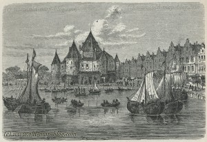 Amsterdam - Netherlands - View from Cathedral - old print 19th century
