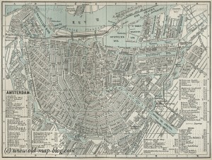 Amsterdam - Netherlands - old 19th century map