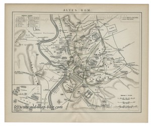 Map of ancient Rome - 19th century - Italy, Rome