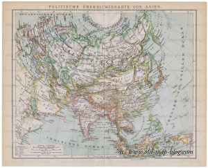 Old political map of Asia - 19th century