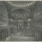 Interior of the Hagia Sophia – Istanbul – Constantinople – Turkey – 19th century print